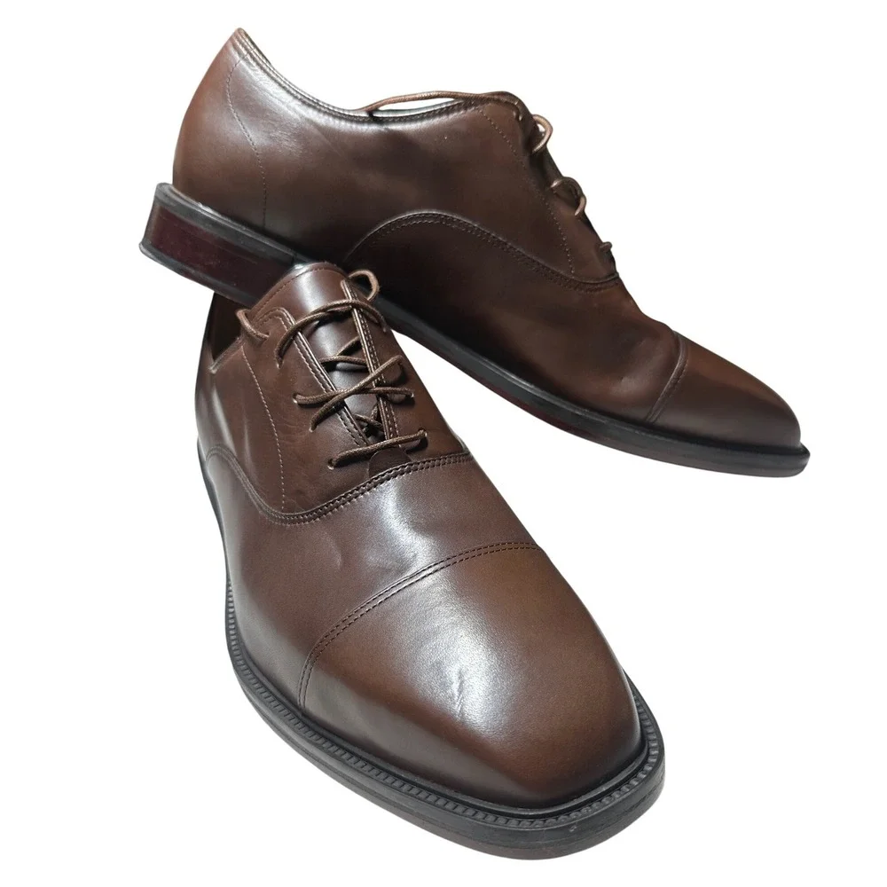 Rockport Reserve Winsford Mens 13 Tan Burnished Leather Cap Toe Oxfords‎ NWT